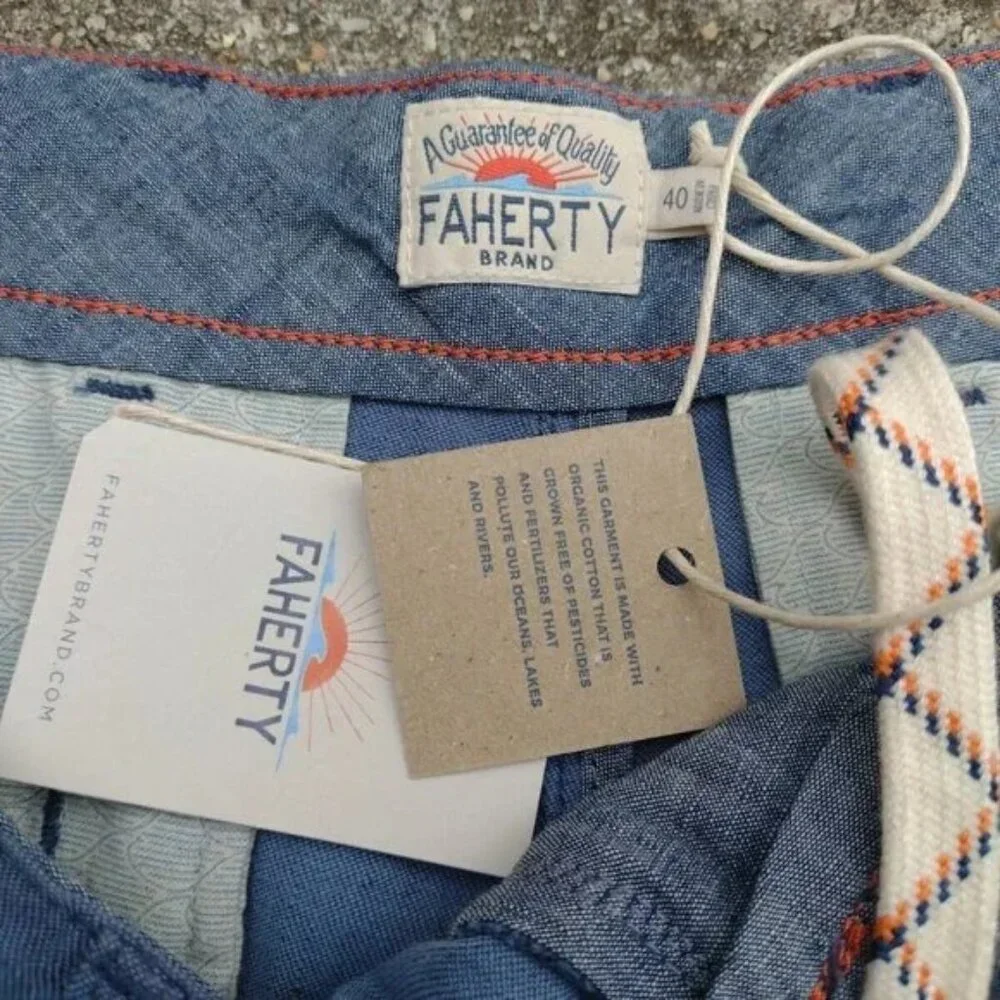 Faherty Tradewinds Linen Blend Shorts Blue